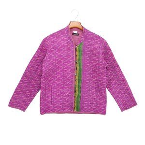 Sam Hilu Silk Reversible Jacket Womens Pink Purple Button Front Size S